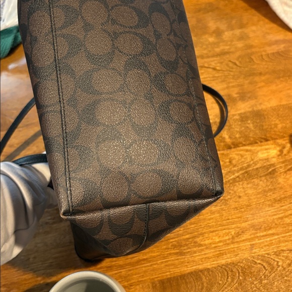 Coach Dark Brown Signature Tote with Black Handles - Picture 10 of 15